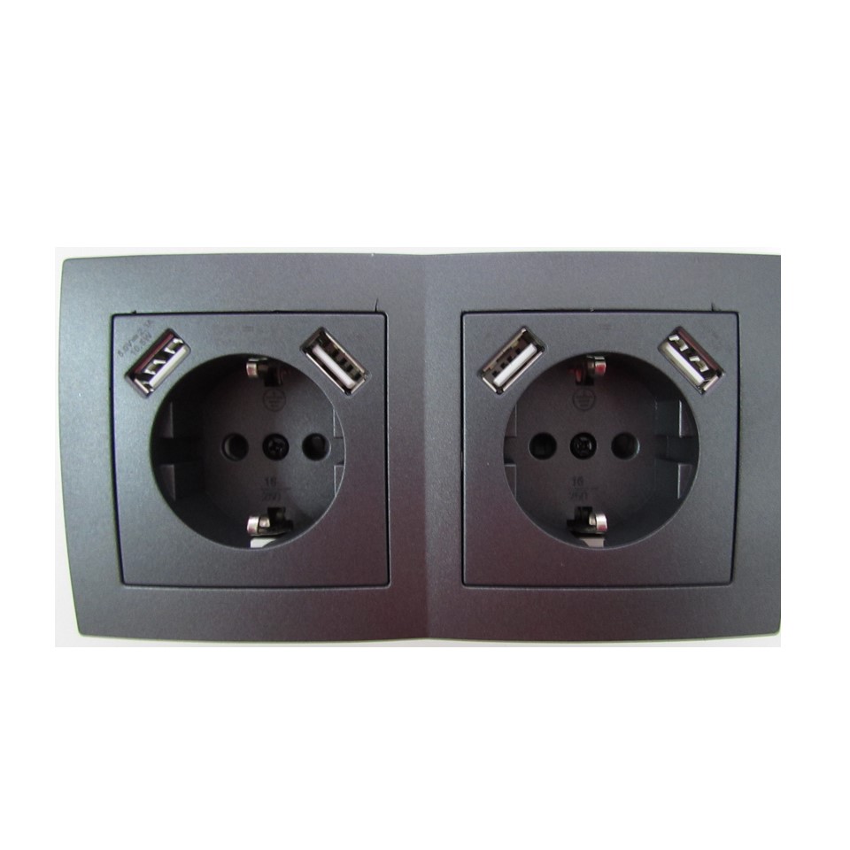 Doppelsteckdosen mit USB-Stecker Set McPower 